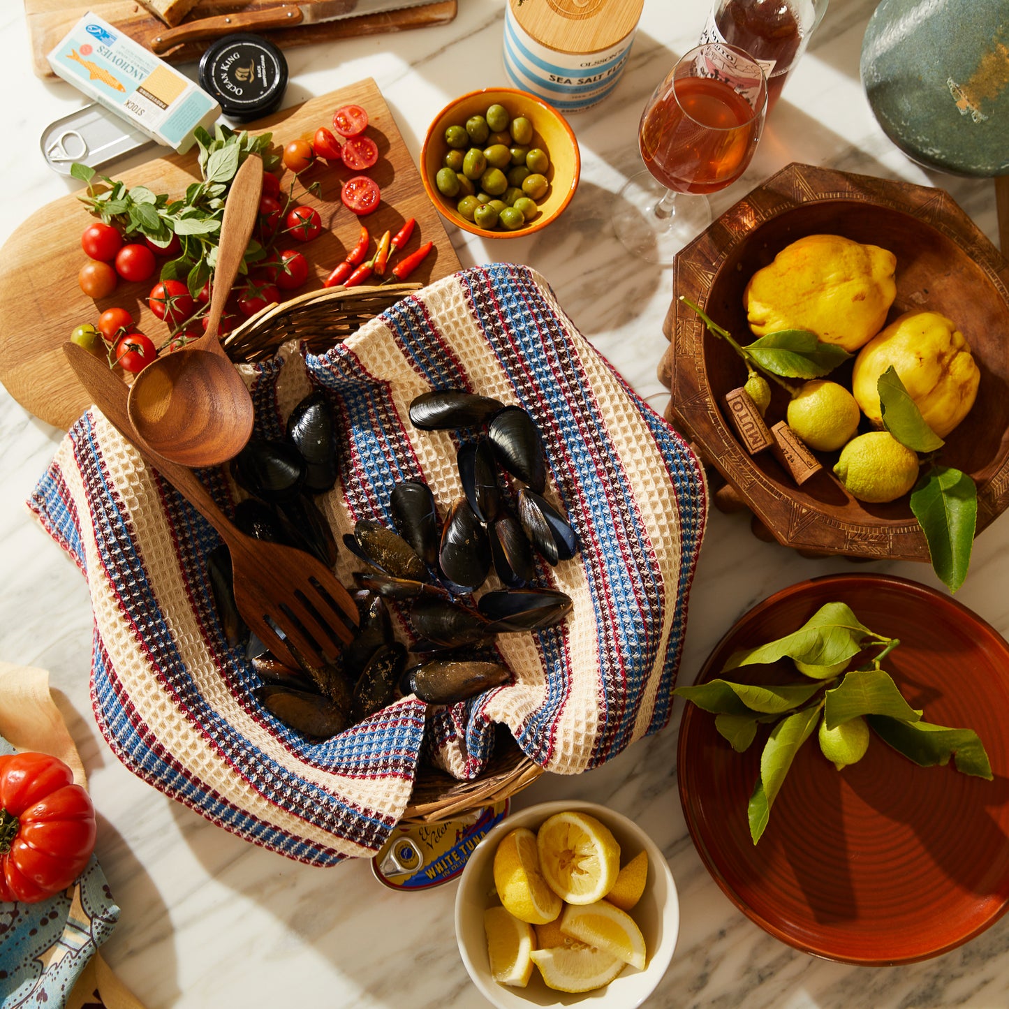 Sage x Clare | Selene Stripe Tea Towel | Azure