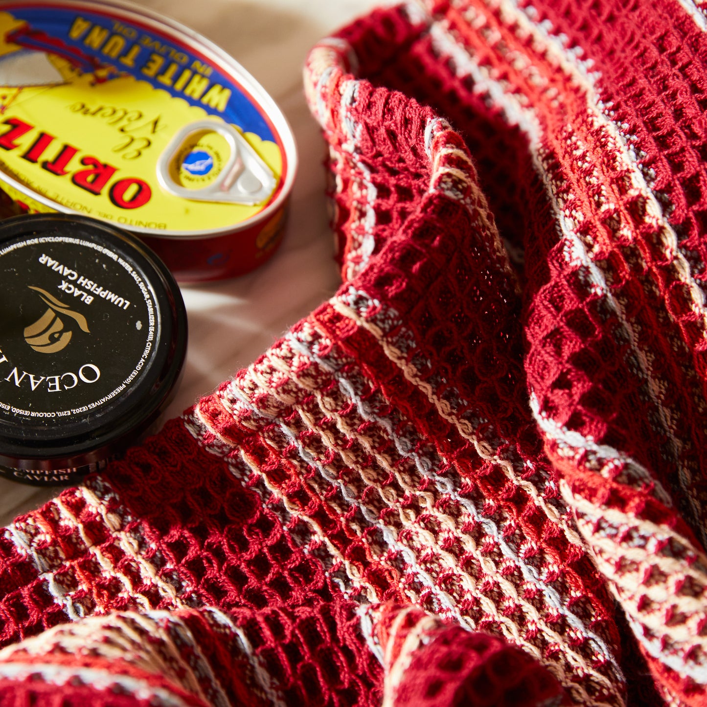 Sage x Clare | Selene Stripe Tea Towel | Crimson